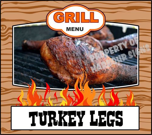 Grill Menu Turkey Legs Decal 14&#034; BBQ Food Truck Concession Restaurant