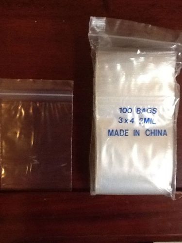 900 reclosable poly ziplock bags, 3x4x2 mil, NIB