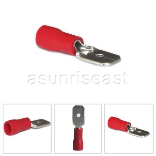 1000 x red 22-16awg insulated male spade crimp cable terminal 6.4mm mdd1.25-250 for sale
