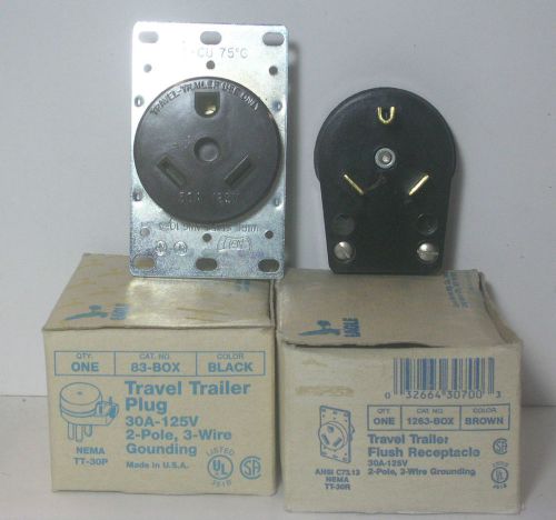 NOS Eagle  dealer stock matching pair travel trailer plug &amp; socket TT-30P/R