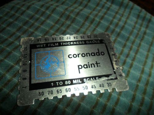 Vintage CORONADO PAINT Wet Film Thickness Gauge 1 to 80 Mil Scale Comb