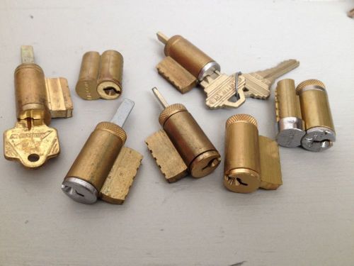 Lot of 7 Lock Cylinders &amp; Interchangeable Cores for Locks, Schlage, Falcon
