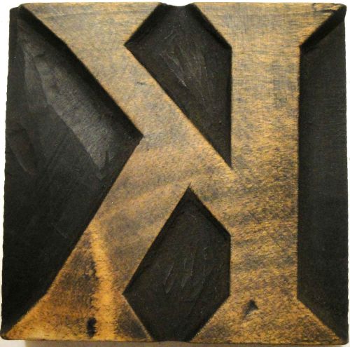 Letterpress Wood 2 5/8&#034; Letter &#039;K&#039; Block **Stunning HAND CARVED Typeface**
