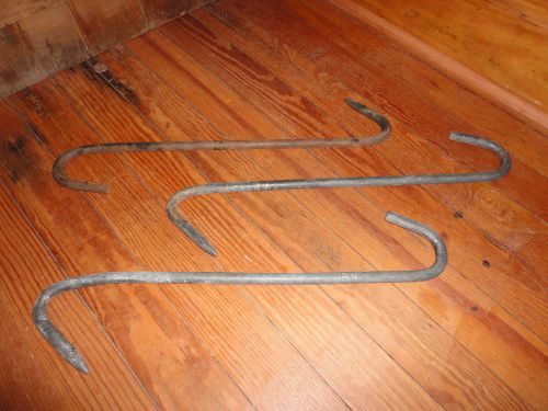 3 Vtg Railroad Meat Hooks Butcher Shop Hanging Processing AT&amp;SF C&amp;NW BN RY