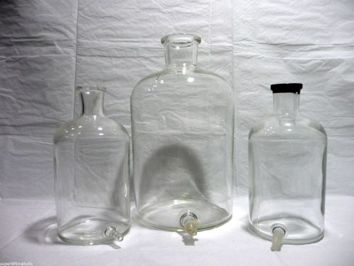 Laboratory lab Science Chemistry Pyrex Glass Solution Bottles vacuum spout LOT
