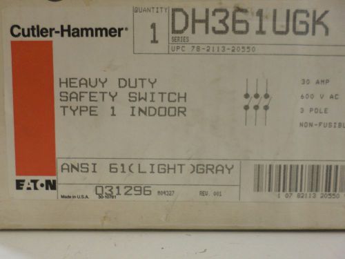 New surplus cutler hammer dh361ugk 30 amp 600 volt non fused nema 1 disconnect for sale