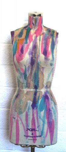 Professional Dress Form Half Body Mannequin Slight Damage Size 4 Paint Splatter