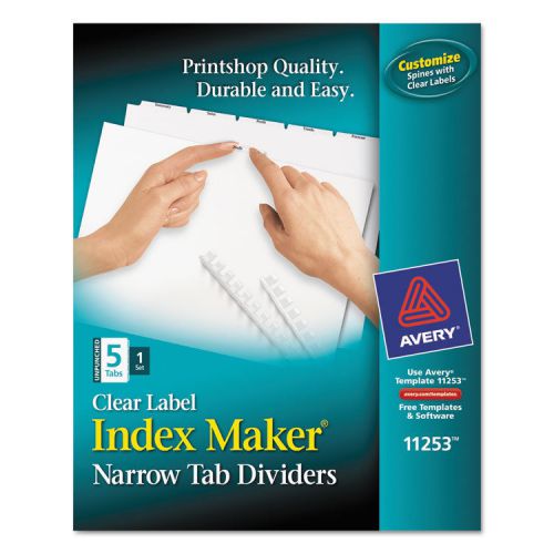 Index Maker Clear Label Dividers, 5-Tab, Letter, White, 5/Set