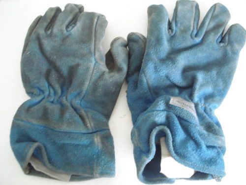 L FIREGUARD Leather Crosstech Firefighter Gloves Turn Out Bunker Gear Blue G87