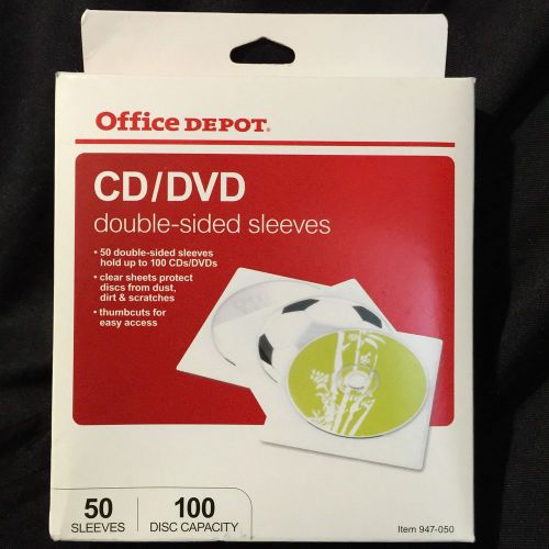 Office Depot CD/DVD Sleeve Pack Box of 50 Sleeves