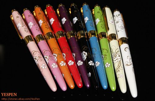 10 Colors Hero Pens Accounting Pens Fully Hooded Fine Nib Flower Printed Barrel
