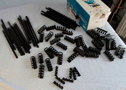 CombBind Spines Plastic Lot Variety GBC78pcs 1&#034; and 3/8&#034; Black Binding