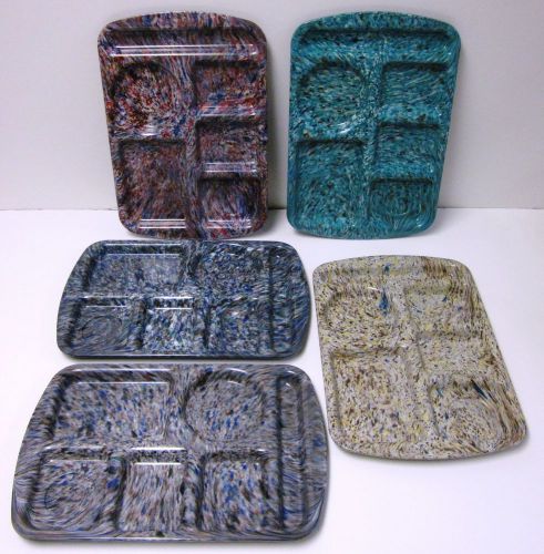 Set of 5 -  Prolon Ware School Lunch Trays- Speckled- Vintage- New-Never Used