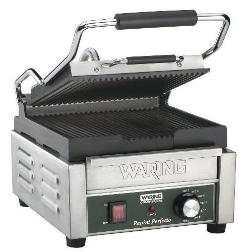 New waring commercial wpg150b compact italian-style panini grill  208-volt for sale