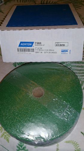 Norton 5968 greenlyte lf 7&#034;x7/8&#034; 36g arbor mount domed sanding discs box of 25 for sale