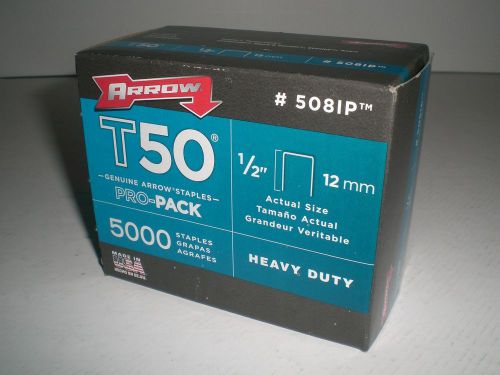 Arrow 508IP Genuine T50 1/2-Inch heavy duty Staples pack with 5000