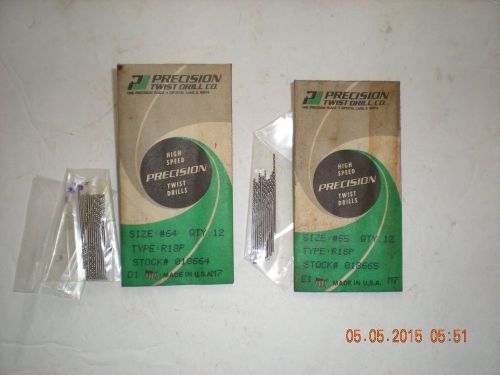 24 tiny high speed precision twist drills sizes 64 &amp; 65 made in the u.s.a. for sale