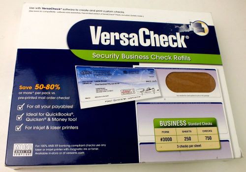 VersaCheck SECURITY BUSINESS CHECK REFILLS Form 3000 750 Custom Checks Green