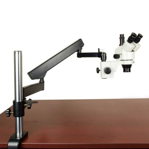 3.5-45x zoom trinocular stereo microscope+articulating stand+0.5x auxiliary lens for sale