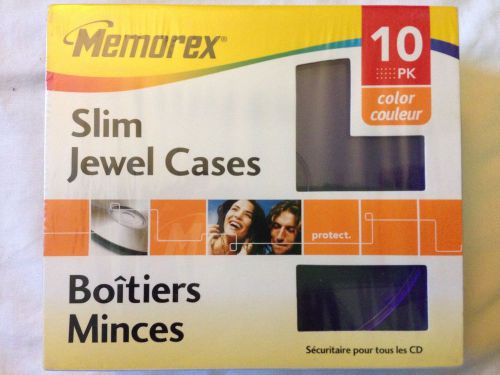 Memorex Slim Jewel Cases 10 Pack Colored