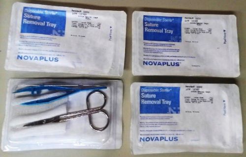 Suture Removal Tray by NOVAPLUS Qty-4 / Scissors - Gauze - Forceps Sterile