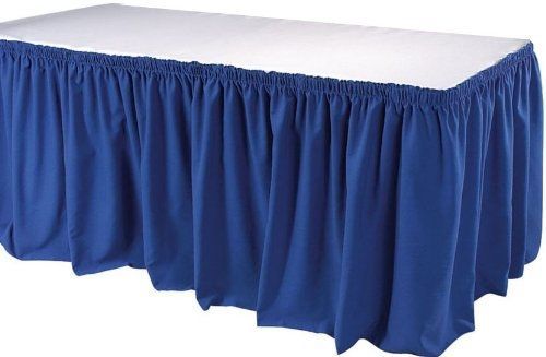 Phoenix 17-1/2-feet table skirting, shirred, royal blue for sale