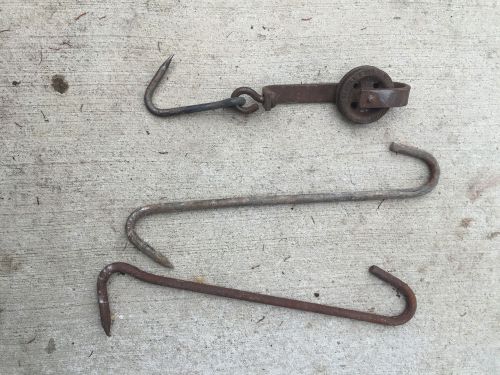 Antique Meat Hooks and Pulley S&amp;M Bondage Wrought Iron
