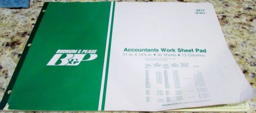 Boorum &amp; Pease Accountants Work Sheet Pad - 13 Columns
