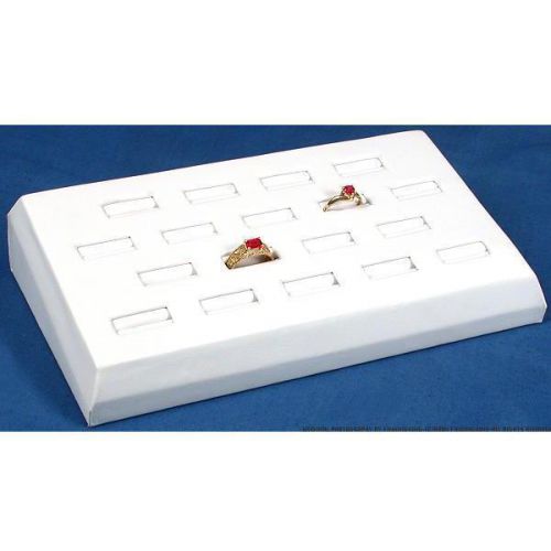 18 Ring Tray White Faux Leather Jewelry Display Box