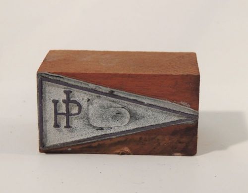 1 pc Antique Vtg Letterpress Printing Block Metal Wood * Pennant HP H P