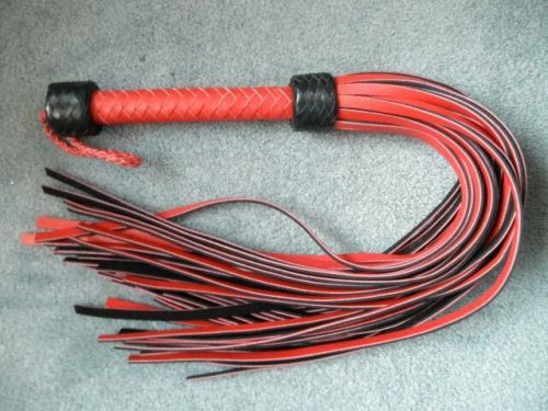 RED HEAVY MEGA THUDDY Grain Leather Flogger 36 Tails - Amazing Horse Whip Cat