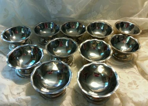 Vollrath Stainless Steel Pedestal Sherbert Dishes #48013 Lot of 13.