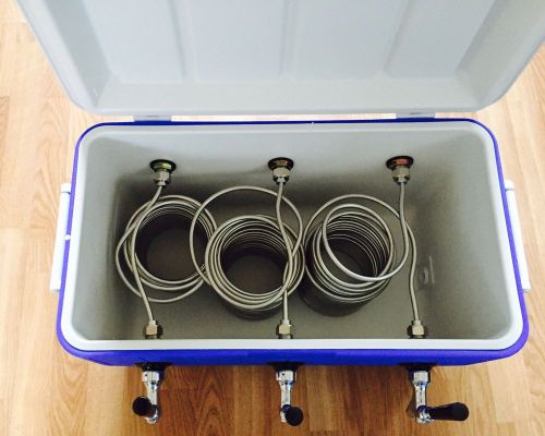 Portable Kegerator Beer Jockey Box Tap Triple 3 Keg Faucet Cooler
