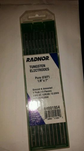 NEW PACK OF 10 RADNOR P/N 64001954 1/8&#034; X 7&#034; PURE(EWP) TUNGSTEN ELECTRODES