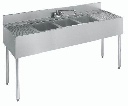 Krowne metal 3 compartment underbar sink w/ two 30&#034; drainboards 21&#034;d nsf - 21-83 for sale