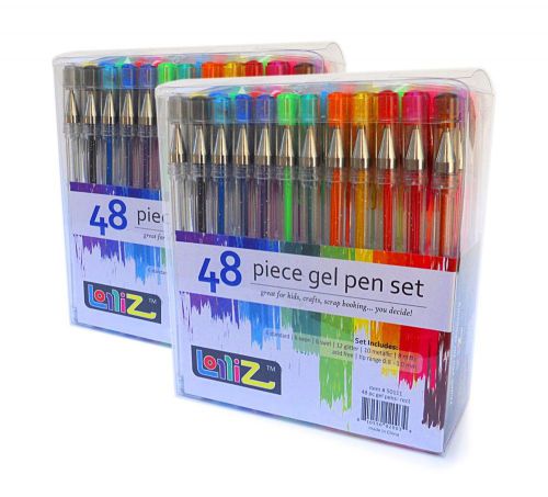 NEW LolliZ Gel Pens 96 Gel Pen Set - 2 Packs of 48 pens each.  - FREE SHIPPING