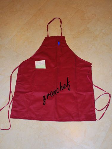 Professional bib apron ~ full length with 2 pockets -  burgundy new for sale