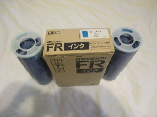 2 Riso S-2743 Blue Ink OEM Risograph FR Usable for RC RA GR