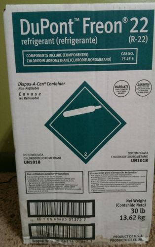 DUPONT R22 30 LB REFRIGERANT FREON NEW SEALED BOX AND CONTAINER