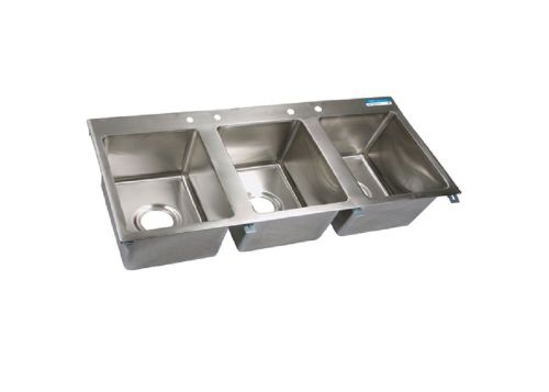 Three Compartment Drop In Sink w/ Faucet Restaurant BBK-DIS-1620-3-P-G
