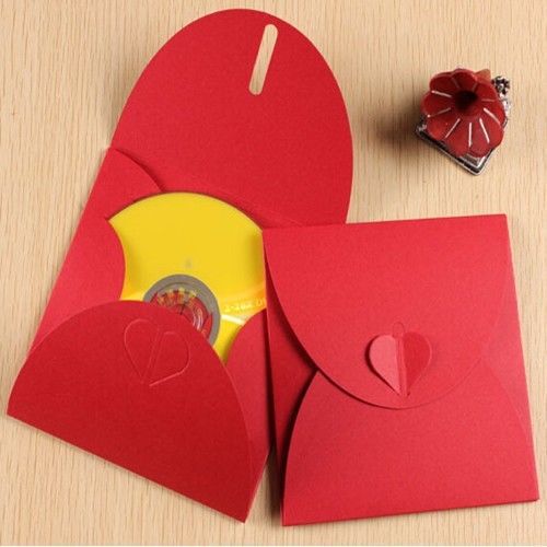 20X Heart Clasp Kraft Paper CD DVD CDR Sleeve Envelope Disc CD Case Packing Bag