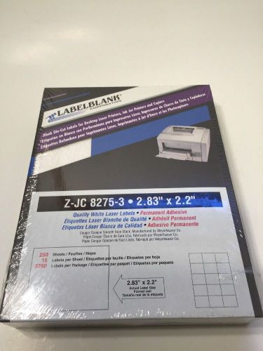 Labelblank White Laser Labels 2.83&#034;x2.2&#034; -15 Per Sheet. 3750 Labels. Z-JC 8275-3