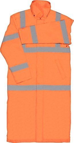 Erb safety 62036 s163 class 3 long rain coat safety vests, large, hi-viz orange for sale