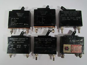LOT 6 VTG Heinemann Circuit Breakers 24V, 18V, 60V, 250V Made USA