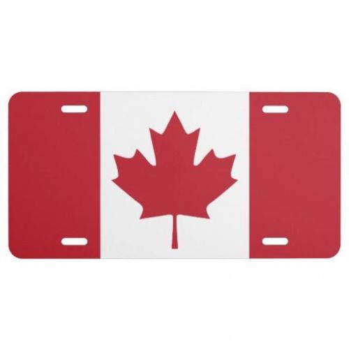 CANADIAN FLAG CANADA 6&#034;x12&#034; PLASTIC THICK LICENSE PLATE TAG RED