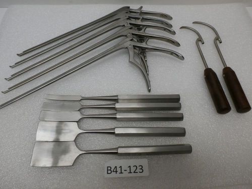Codman Lumber Kerrison Rongeurs 11&#034; w Chiels &amp;Wire passer Orthopedic Instrument