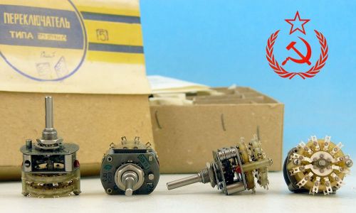 10x vintage soviet &lt;&gt; military grade rotary switch 4p 5t 4p5t 4 pole 5 throw nos for sale