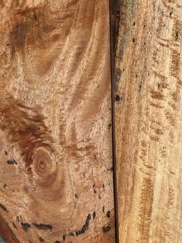 Hawaiian Curly Spalted Live Edge Mango Reclaimed Slabs 2@24&#034;x3-11&#034;x1-2&#034;