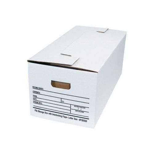 &#034;File Storage Boxes, String and Button, 14 1/4&#034;&#034;x9&#034;&#034;x4&#034;&#034;, White, 12/Case&#034;
