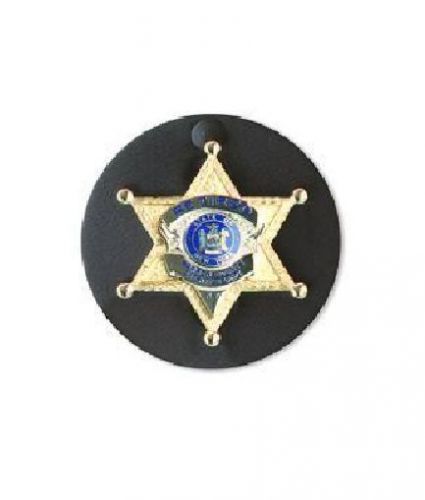 Boston leather 5841-1 clip-on badge holder round for sale